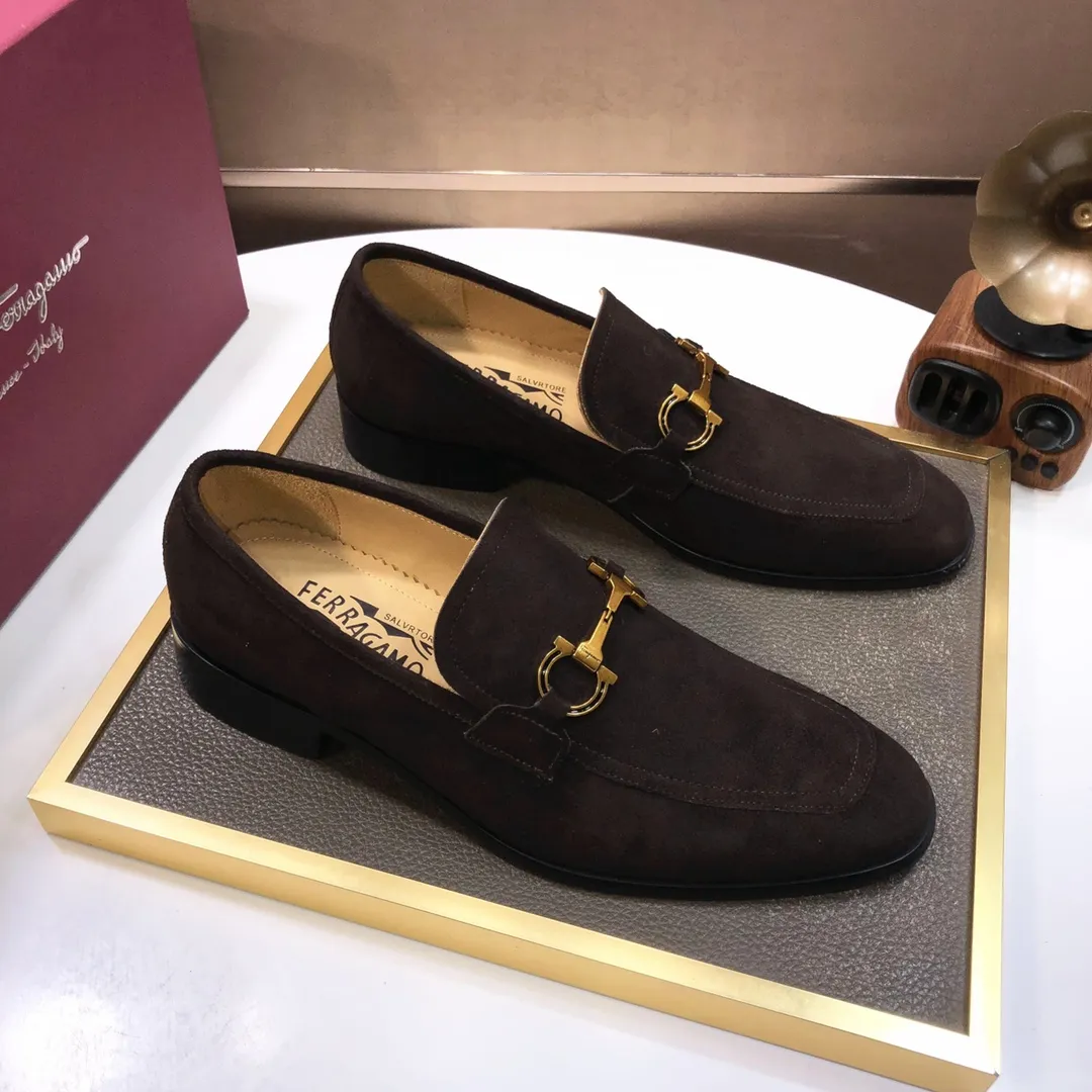 Men's shoes 💰500💰 [Ferragamo/Ferragamo] The latest model in the counter. Original imported high-quality cowhide with open sides + imported 🐂 water-dyed cowhide lining + original luxury metal buckle + original combination outsole. Comparison without pressure 38--45 (45 is custom-made and cannot be returned or exchanged)